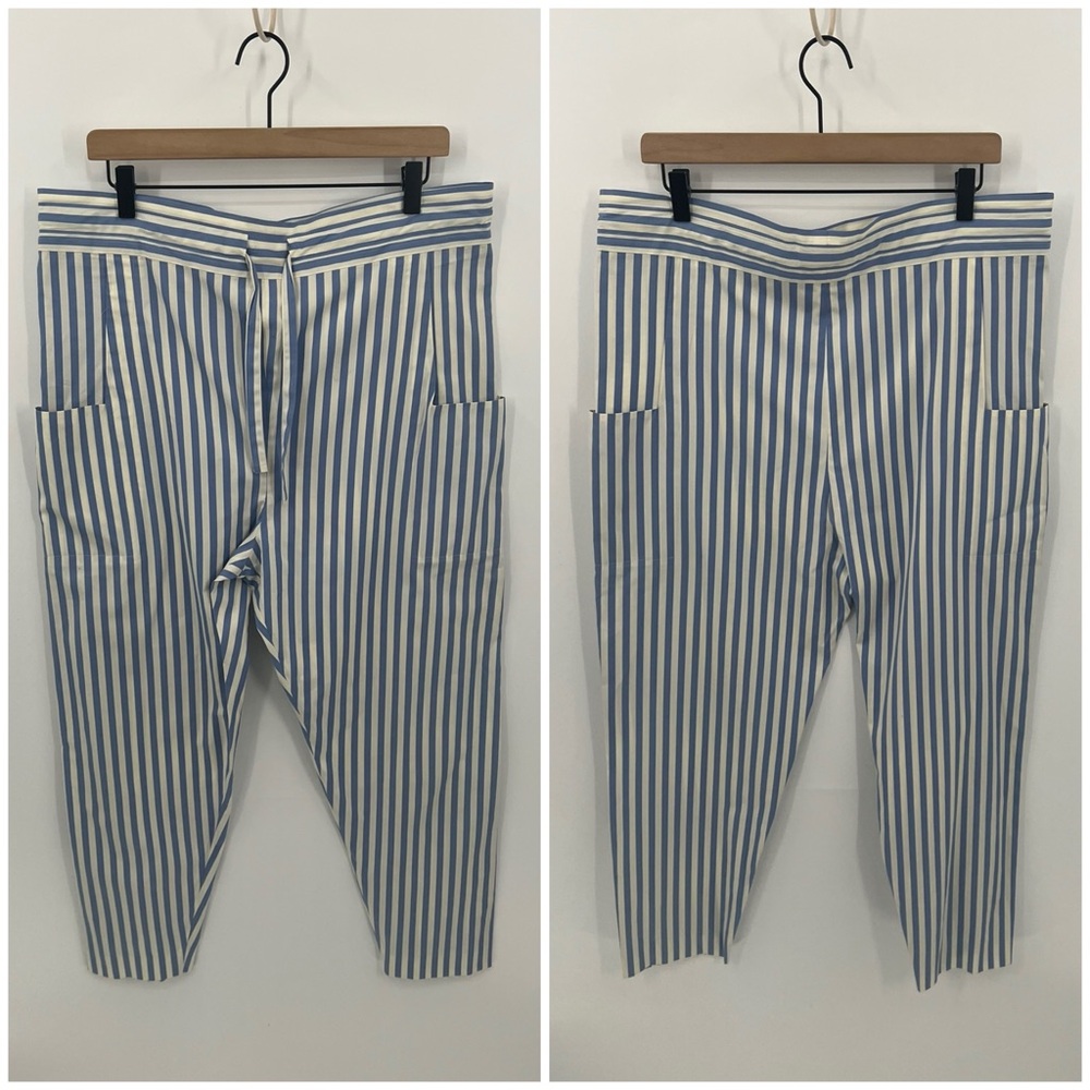Maison Rabih Kayrouz blue and white stripe straight leg pants